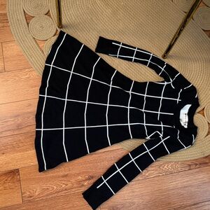 Girls Black and White Grid Pattern Dress